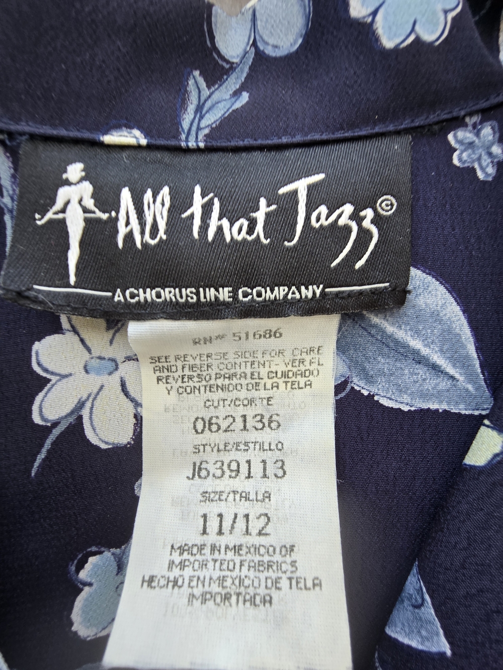 Vintage All That Jazz Navy Floral Button-Front Dress 11/12 - Picture 6 of 11
